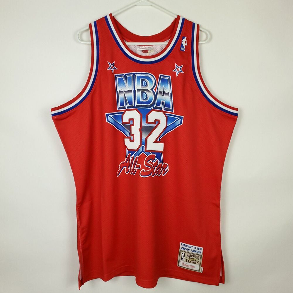 Magic Johnson Mitchell & Ness 2XL XXL Authentic NBA All-Star Jersey Red NWT - Picture 2 of 9